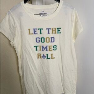 Cream Graphic Tee with Colorful Text